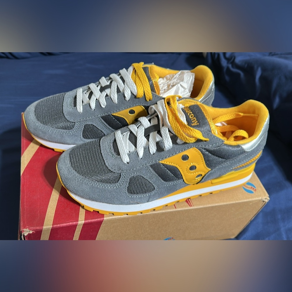 Saucony Charcoal and Mustard Athletic Shoes